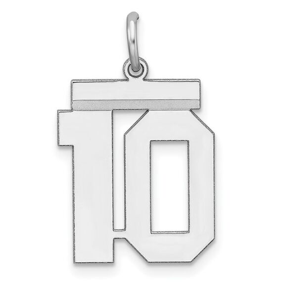 Sterling Silver Athletic Collection Medium Polished Number 10 Pendant